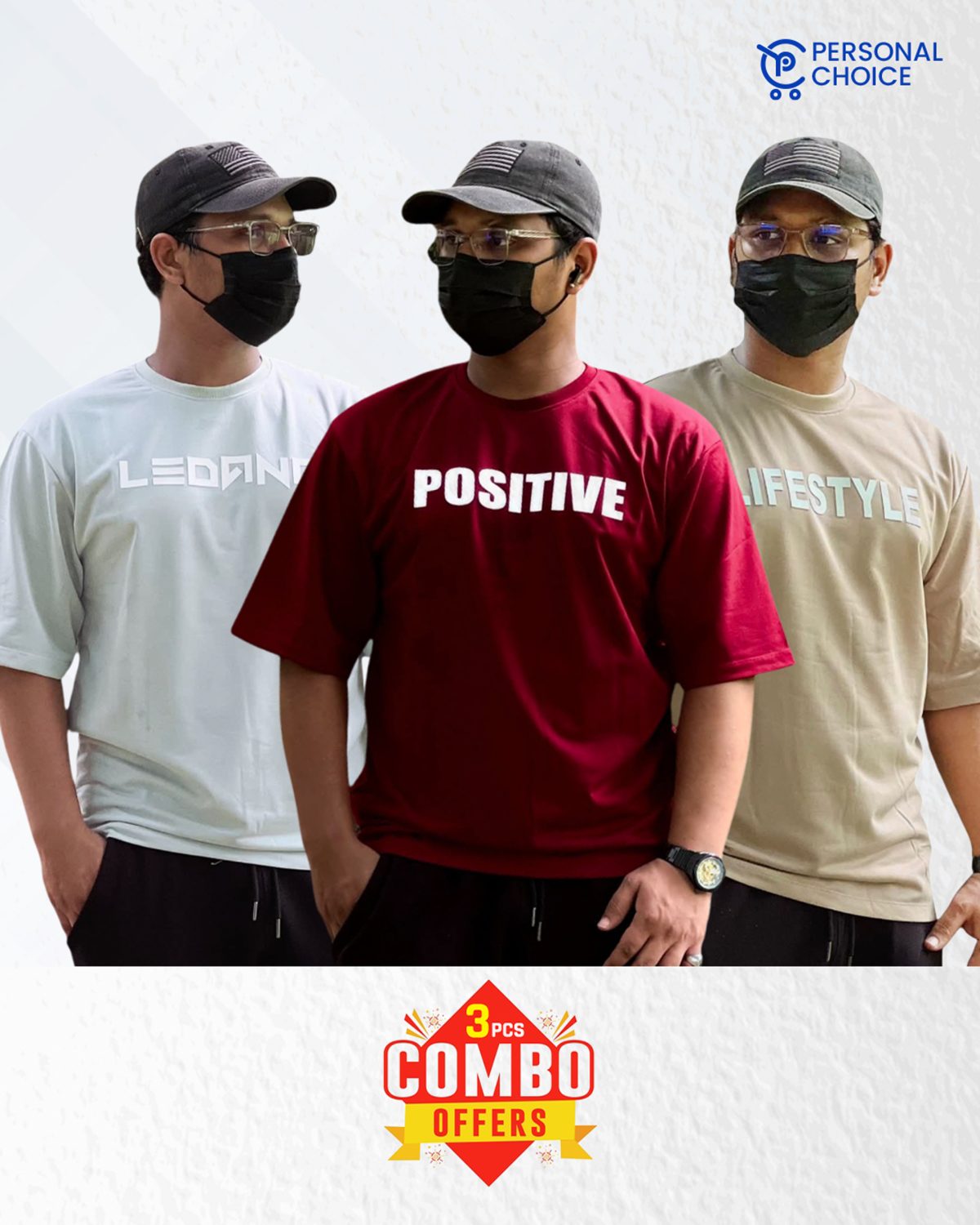 3pcs Combo Premium Drop Shoulder t-shirt for Men - Image 1