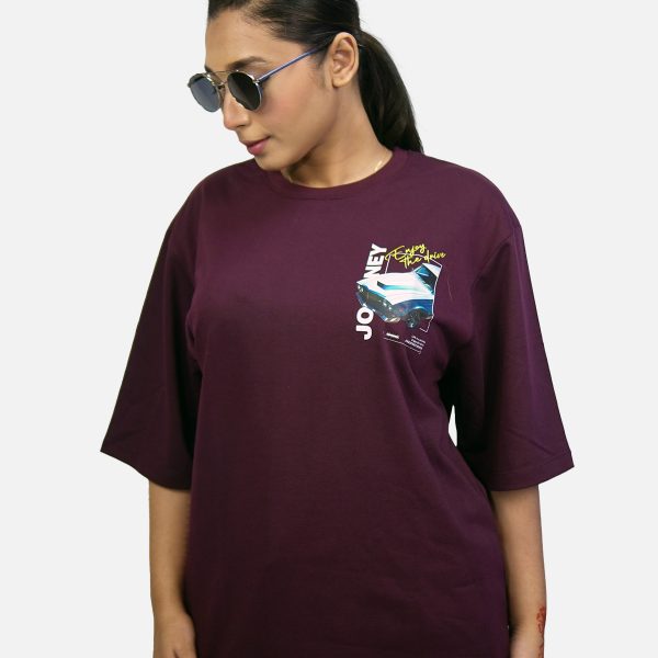 Premium Maroon Color Drop Shoulder t-shirt for Women